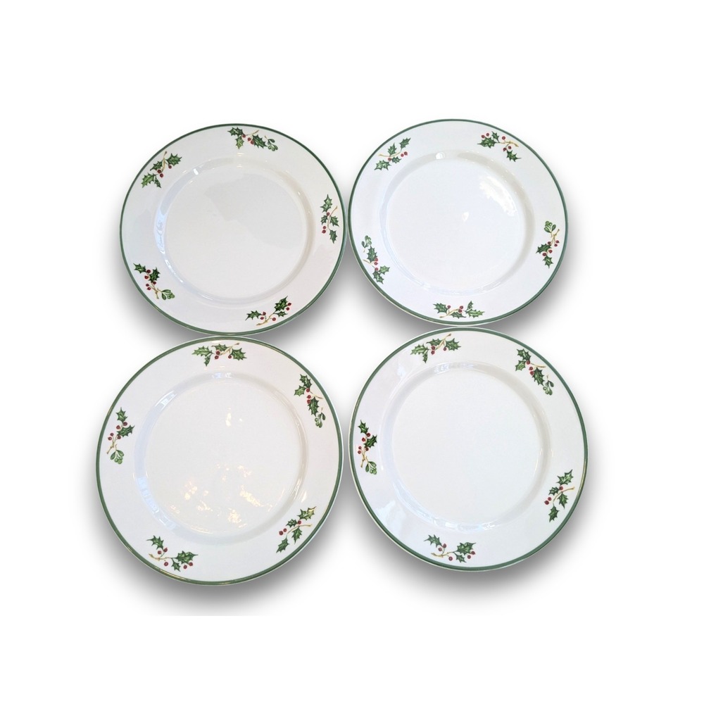 Christopher Radko Traditions Holiday Celebrations Holly‎ Set of 4 Dinner Plates